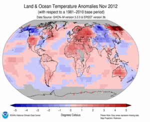 November temperatures above average globally for the 333rd month in a row