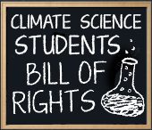 graphic image with the words "climate science students bill of rights"