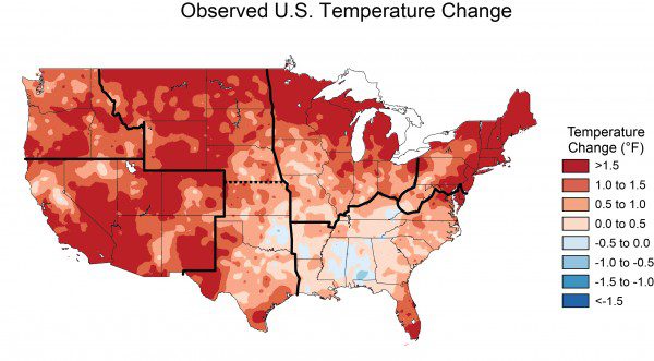 Observed Temperature Change in the Unites States 
