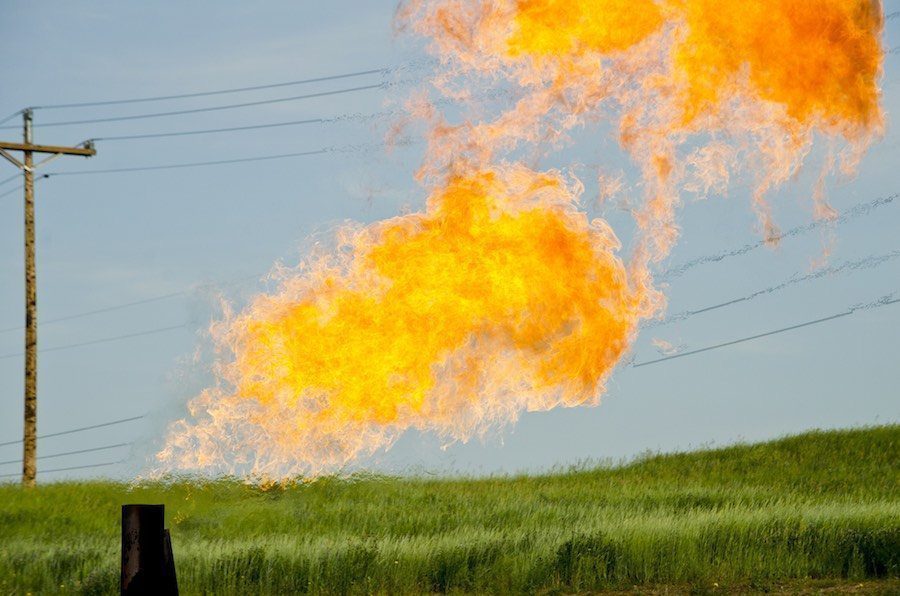 Gas flare at Evanson Place - Arnegard North Dakota